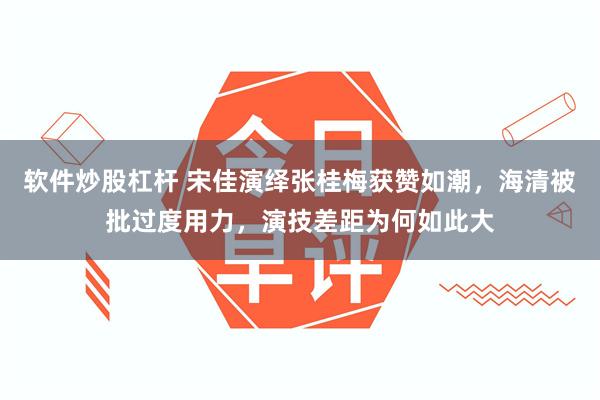 软件炒股杠杆 宋佳演绎张桂梅获赞如潮，海清被批过度用力，演技差距为何如此大