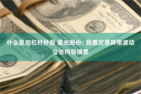 什么是加杠杆炒股 星光股份: 股票交易异常波动公告内容摘要