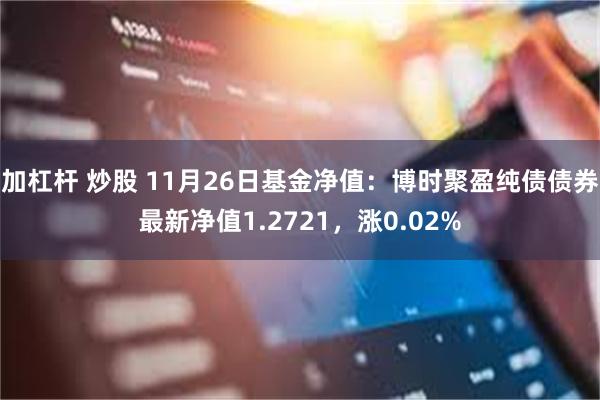加杠杆 炒股 11月26日基金净值：博时聚盈纯债债券最新净值1.2721，涨0.02%