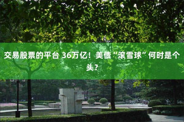 交易股票的平台 36万亿！美债“滚雪球”何时是个头？
