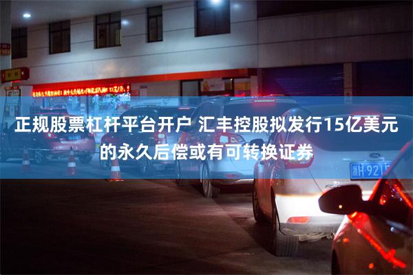 正规股票杠杆平台开户 汇丰控股拟发行15亿美元的永久后偿或有可转换证券