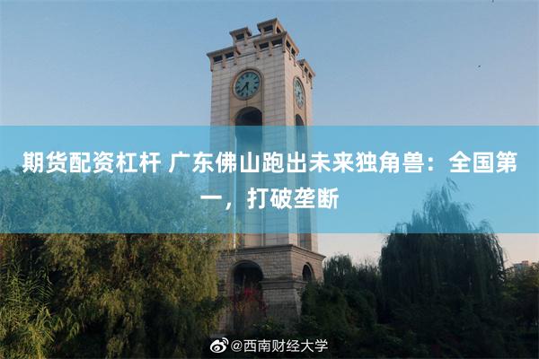 期货配资杠杆 广东佛山跑出未来独角兽：全国第一，打破垄断