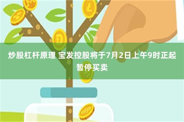 炒股杠杆原理 宝发控股将于7月2日上午9时正起暂停买卖