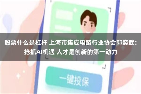 股票什么是杠杆 上海市集成电路行业协会郭奕武：抢抓AI机遇 人才是创新的第一动力