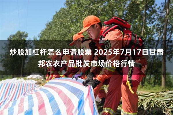 炒股加杠杆怎么申请股票 2025年7月17日甘肃邦农农产品批发市场价格行情