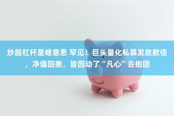 炒股杠杆是啥意思 罕见！巨头量化私募发致歉信，净值回撤，皆因动了“凡心”去抱团
