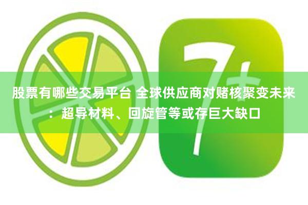股票有哪些交易平台 全球供应商对赌核聚变未来:超导材料、回旋管等或存巨大缺口