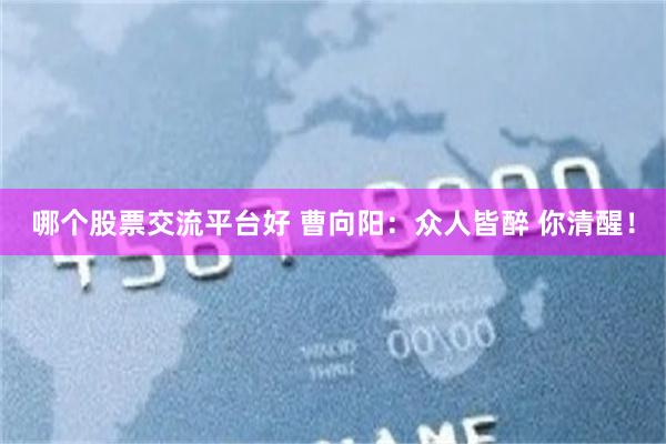 哪个股票交流平台好 曹向阳：众人皆醉 你清醒！